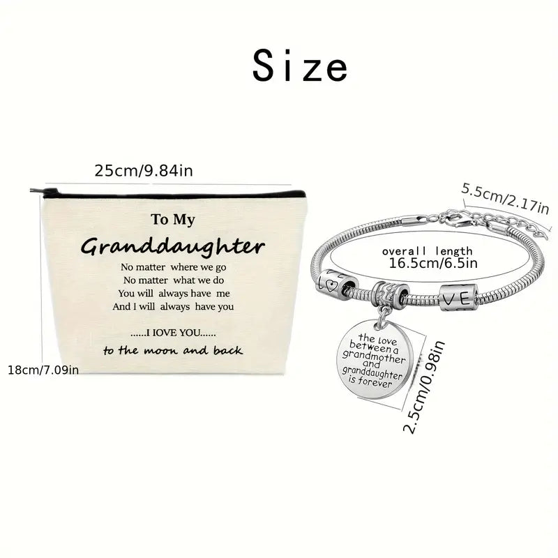 Grandaughter Forever Bracelet™ & Cosmetic Bag Set