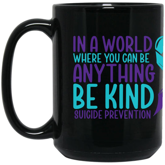 Be Kind Suicide Prevention - 15 oz. Black Mug