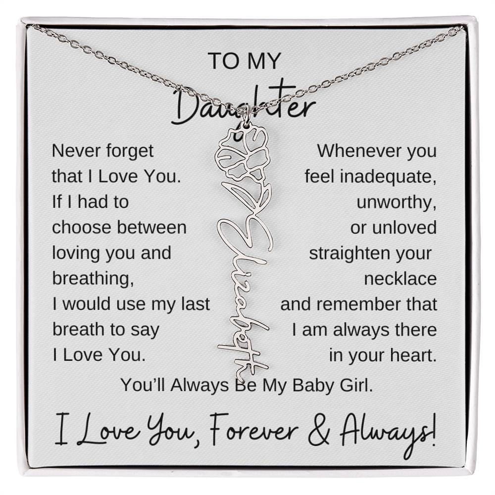 Daughter - Never Forget - Flower Name Necklace