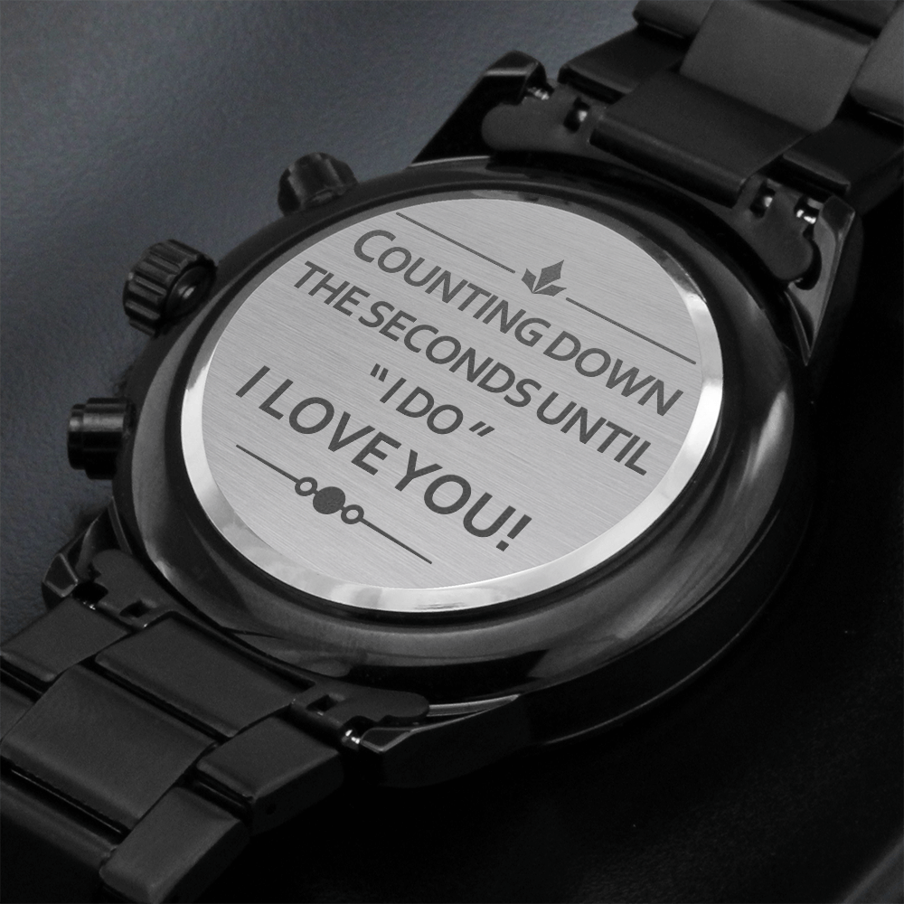 Counting Down I Engraved Design Black Chronograph Watch