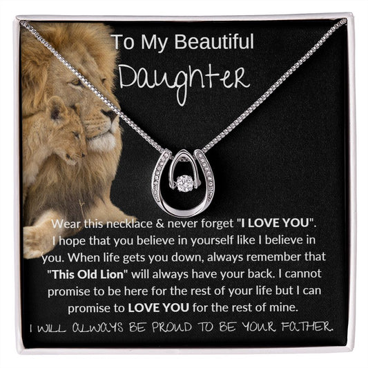 Old Lion I DAUGHTER from DAD I Lucky In Love Necklace