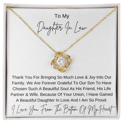 Bringing Love & Joy I DAUGHTER IN LAW from MIL I Love Knot Necklace