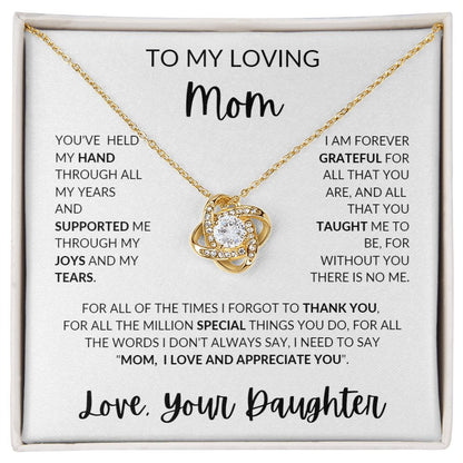 Held My Hand I MOM from DAUGHTER I Love Knot Necklace