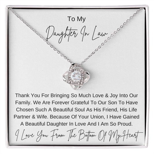 Bringing Love & Joy I DAUGHTER IN LAW from MIL I Love Knot Necklace