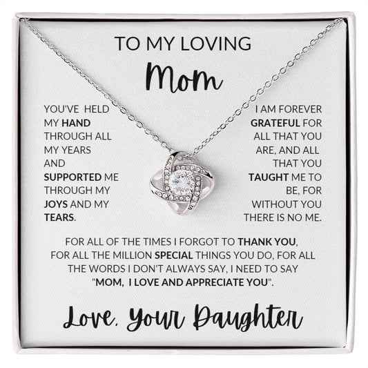 Held My Hand I MOM from DAUGHTER I Love Knot Necklace