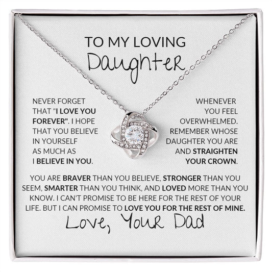 Believe in You I DAUGHTER From DAD I Love Knot Necklace