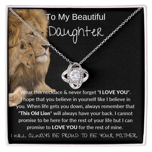 Old Lion I DAUGHTER from DAD I Love Knot Necklace