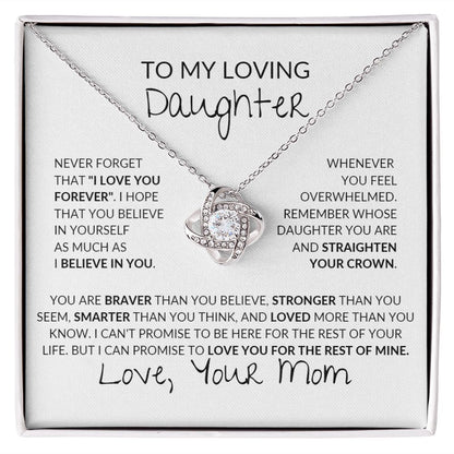Believe in You I DAUGHTER From MOM I Love Knot Necklace