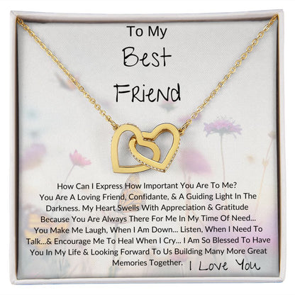 How Can I Express I BESTFRIEND I  Interlocking Heart Necklace