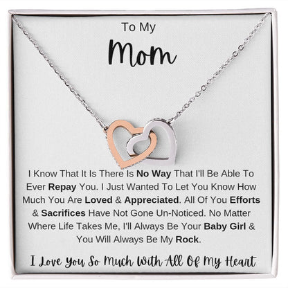 Efforts & Sacrifices I MOM from DAUGHTER I Interlocking Hearts Necklace