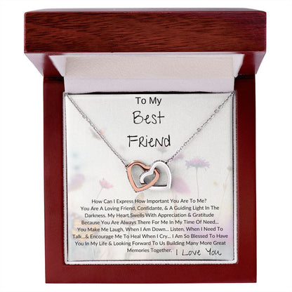How Can I Express I BESTFRIEND I  Interlocking Heart Necklace
