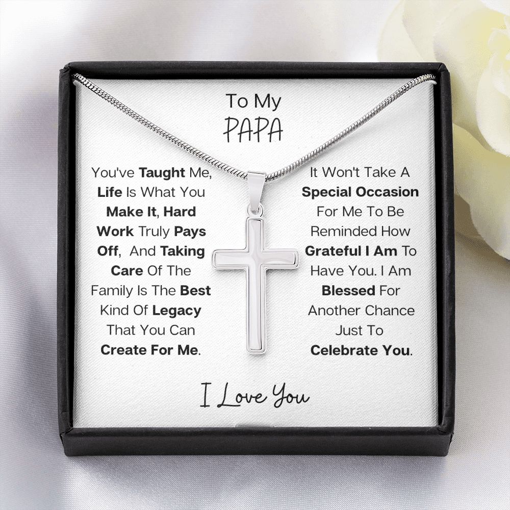 You've Taught Me I PAPA I Stainless Steel Cross Necklace