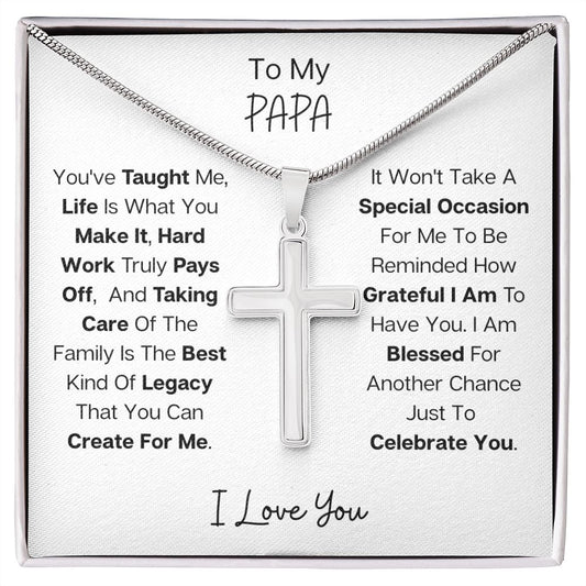You've Taught Me I PAPA I Stainless Steel Cross Necklace